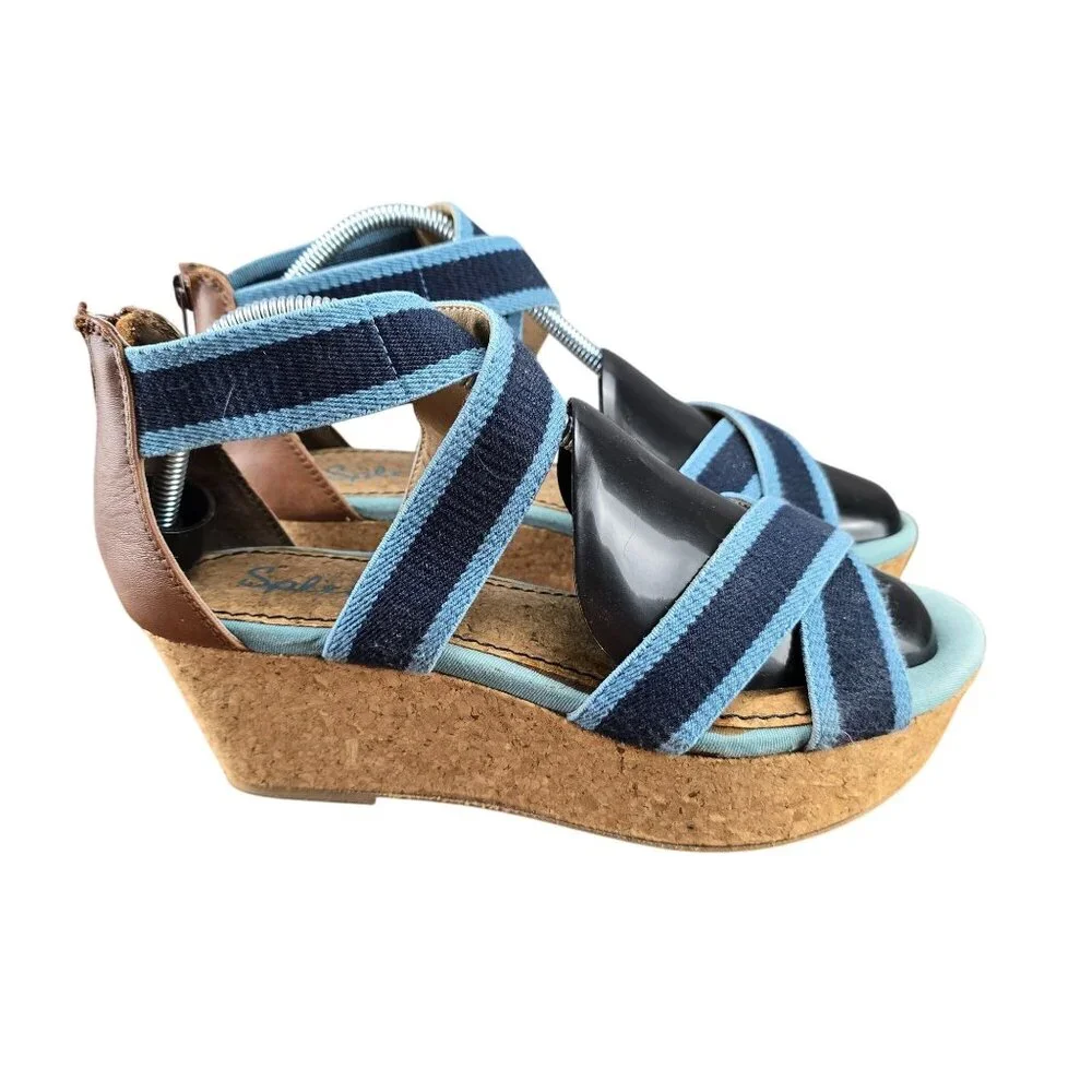 Splendid Womens Wedge Sandals Size 10M Leather Straps Cork Sole Wedge‎